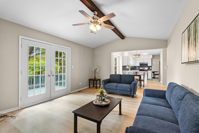10S241 Wallace Dr, Downers Grove, IL 60516 - living room with french doors, light wood-style floors, baseboards, and a ceiling fan