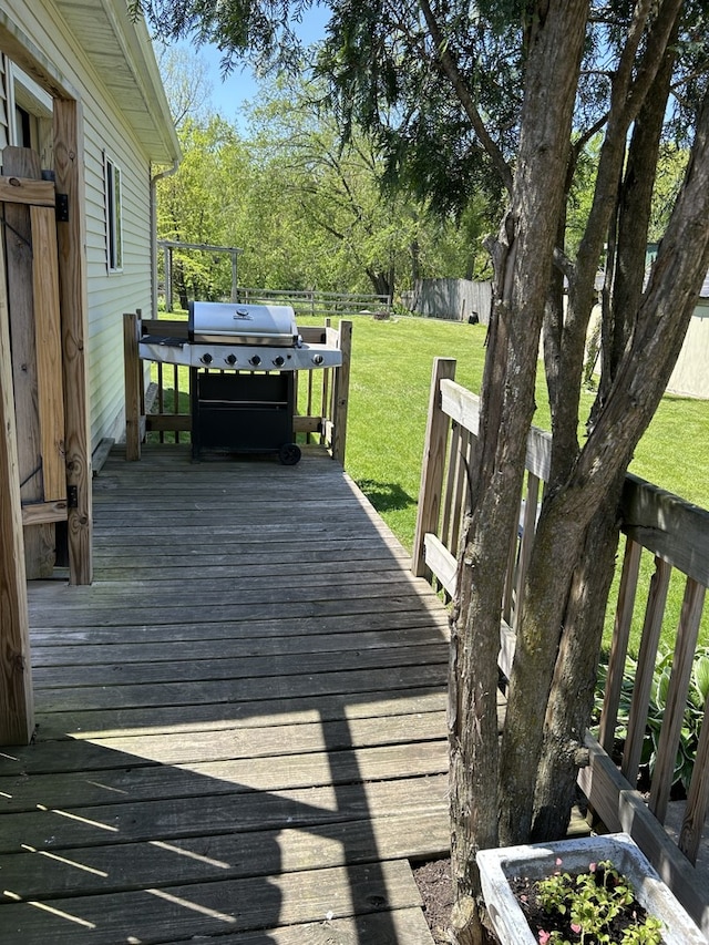 206 Walnut St, Cherry Valley, IL 61016 - wooden terrace with grilling area