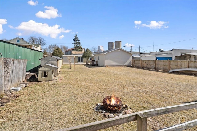 206 Walnut St, Cherry Valley, IL 61016 - view of yard with a fire pit