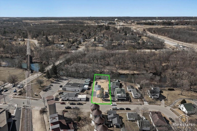 206 Walnut St, Cherry Valley, IL 61016 - aerial overview of property's location featuring property parcel outlined and nearby suburban area