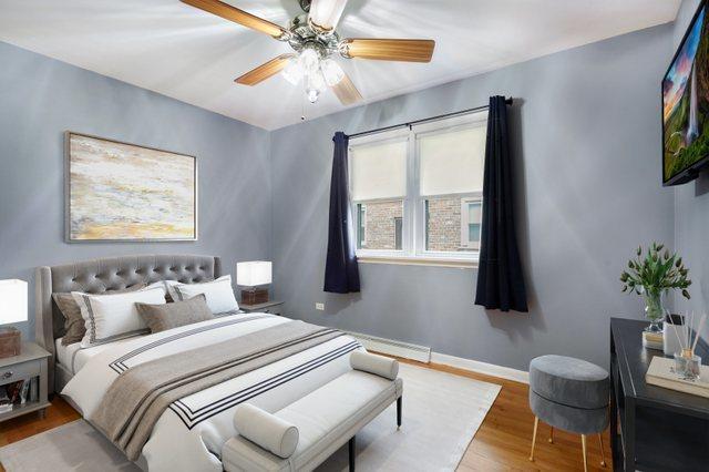 17708 Walter St, Lansing, IL 60438 - bedroom featuring wood finished floors, baseboards, and ceiling fan