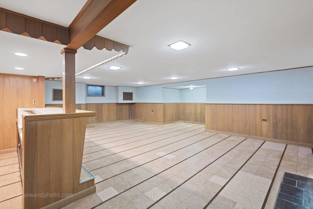 5049 Birchwood Ave, Skokie, IL 60077 - indoor bar featuring a wainscoted wall, wooden walls, and tile patterned floors