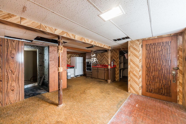 1753 N Normandy Ave, Chicago, IL 60707 - finished basement with freestanding refrigerator and wooden walls