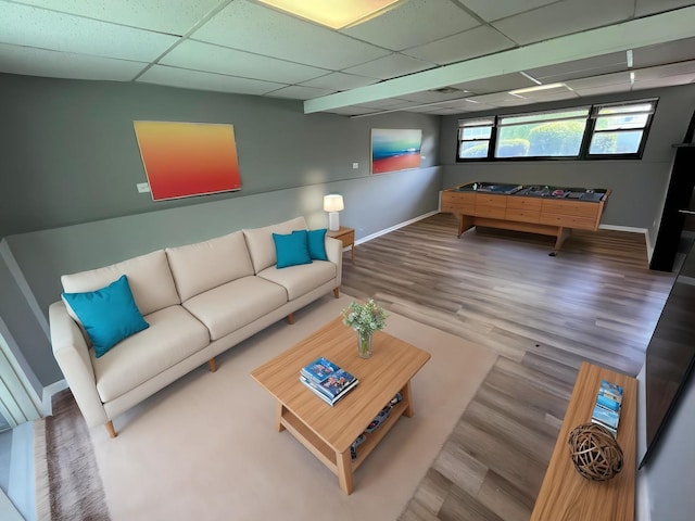 20084 Brook Ave, Lynwood, IL 60411 - living area with baseboards, a drop ceiling, and wood finished floors