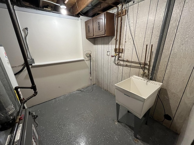 20084 Brook Ave, Lynwood, IL 60411 - unfinished below grade area with a sink and wooden walls