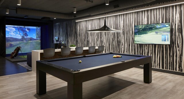 211 N Harbor Dr Unit 2208, Chicago, IL 60601 - rec room with wood finished floors and billiards table