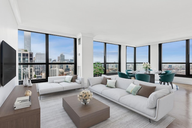 1030 N State St Unit 42L, Chicago, IL 60610 - living room featuring expansive windows and a view of skyline