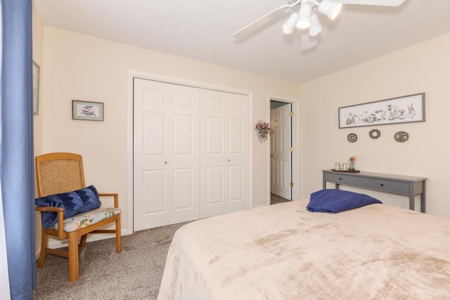 6 Conway Cir, Bloomington, IL 61704 - bedroom with carpet, a closet, and a ceiling fan