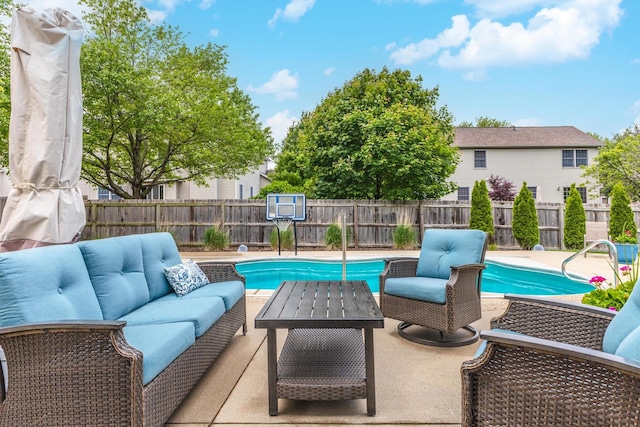 6 Conway Cir, Bloomington, IL 61704 - view of swimming pool featuring outdoor lounge area, a fenced backyard, and a patio