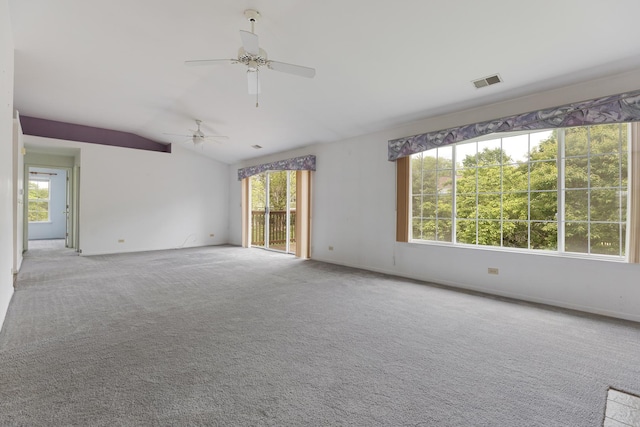 1985 Blackberry Ln Unit 1985, Hoffman Estates, IL 60169 - empty room featuring vaulted ceiling, a ceiling fan, carpet floors, and baseboards