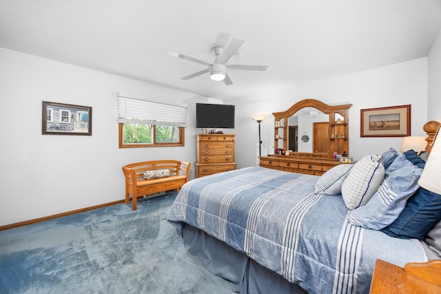 1723 Columbine Dr, Schaumburg, IL 60173 - bedroom with carpet flooring, baseboards, and ceiling fan