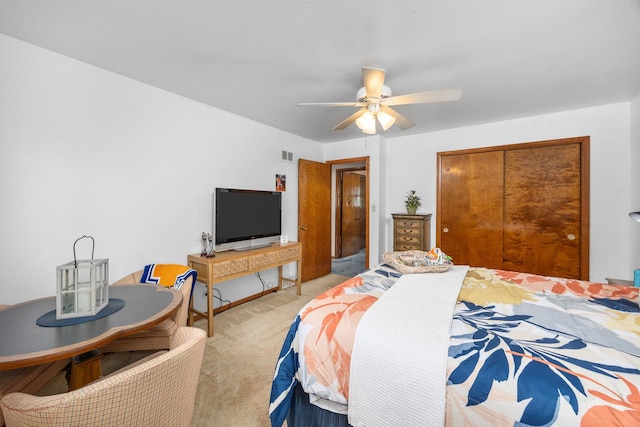 1723 Columbine Dr, Schaumburg, IL 60173 - bedroom featuring carpet floors, a closet, and a ceiling fan