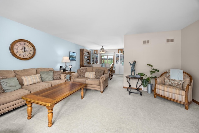 1723 Columbine Dr, Schaumburg, IL 60173 - living area featuring ceiling fan, light carpet, and baseboards