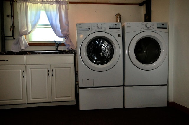 2876 S Scott St, Des Plaines, IL 60018 - clothes washing area with independent washer and dryer and cabinet space