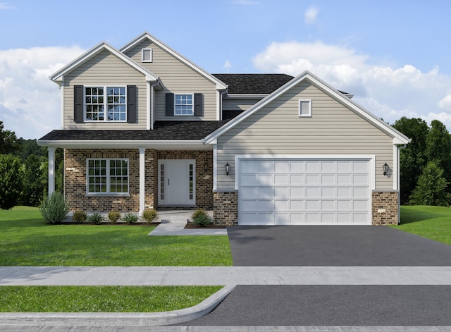 725 Fox Trail Ter, Cary, IL 60013 - traditional home with brick siding, asphalt driveway, a front lawn, and an attached garage