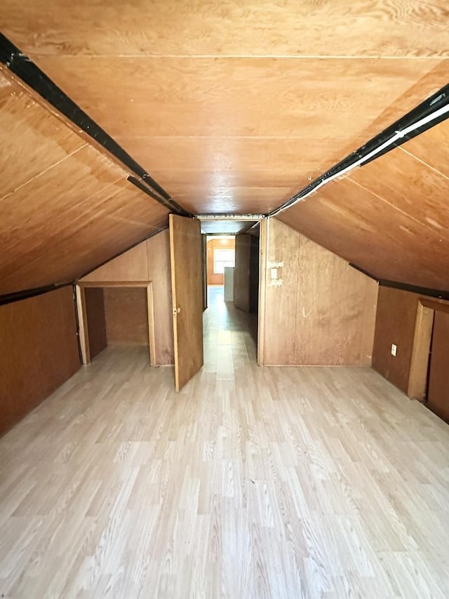 301 Illinois Ave, Elgin, IL 60120 - additional living space with wooden ceiling, wood finished floors, and lofted ceiling