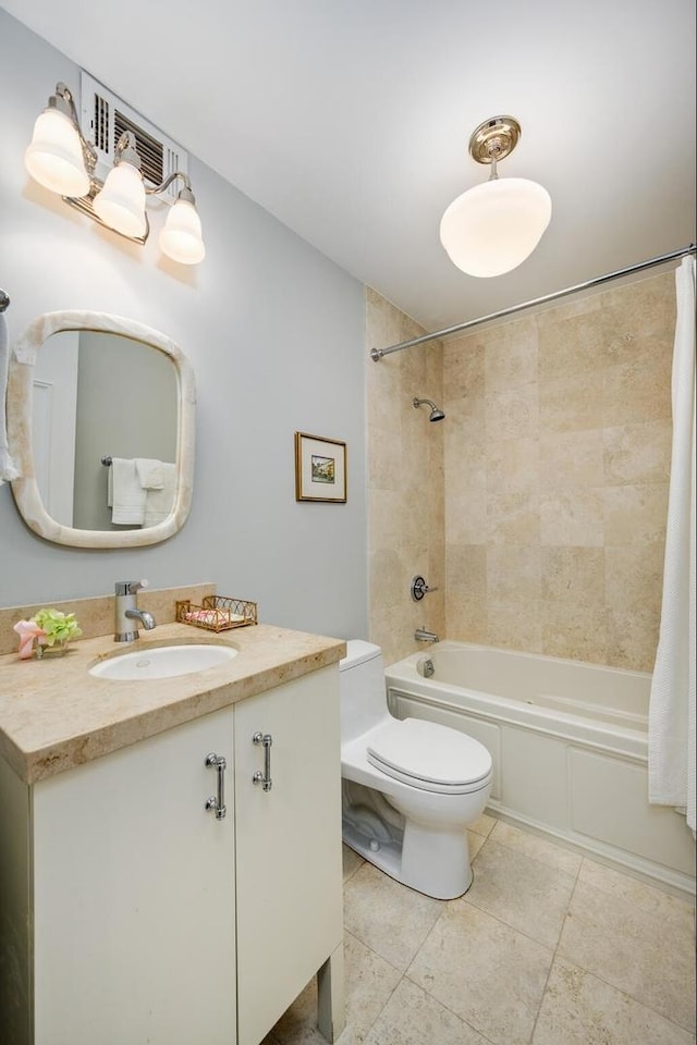 1212 N Lake Shore Dr Unit 12Cn, Chicago, IL 60610 - bathroom with toilet, shower / tub combo with curtain, vanity, and tile patterned flooring