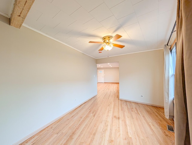 4415 Idlewild Ln, Hillside, IL 60162 - empty room with ceiling fan, light wood-style floors, and crown molding