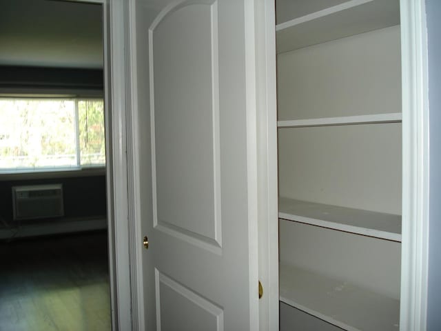 closet featuring an AC wall unit