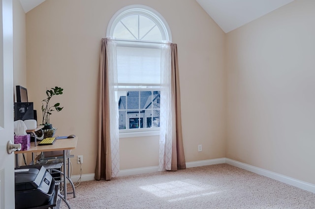 8834 Doubletree Dr N, Crown Point, IN 46307 - office featuring lofted ceiling, carpet floors, and baseboards