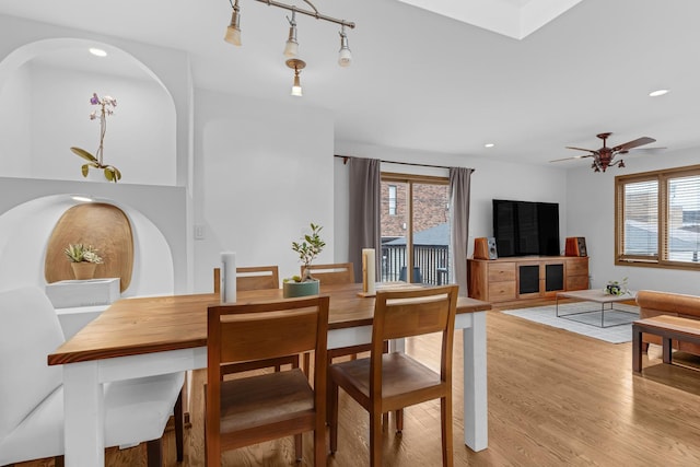 7260 W Fitch Ave, Chicago, IL 60631 - dining area featuring plenty of natural light, a ceiling fan, recessed lighting, and light wood-style flooring