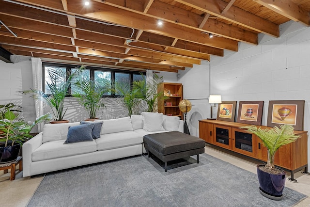 7260 W Fitch Ave, Chicago, IL 60631 - living area featuring concrete block wall and concrete floors