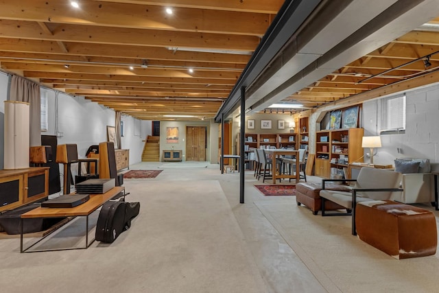 7260 W Fitch Ave, Chicago, IL 60631 - below grade area featuring carpet and stairs
