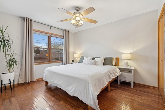 1235 Euclid Ave, Berwyn, IL 60402 - bedroom with hardwood / wood-style flooring, baseboards, and a ceiling fan