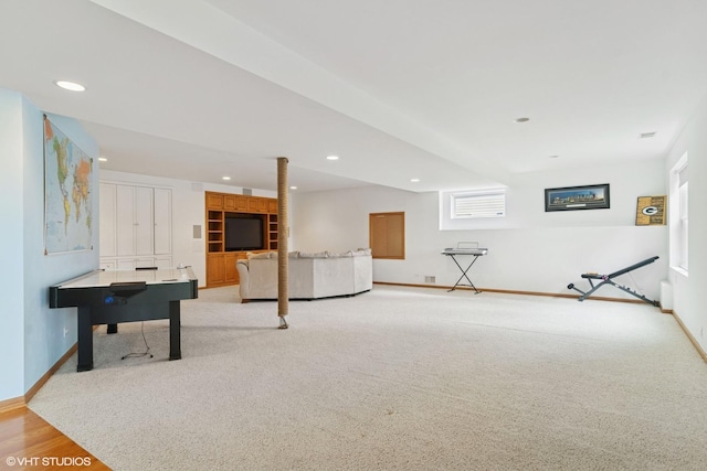1048 N Palos Ave, Palatine, IL 60067 - recreation room featuring baseboards, carpet, and recessed lighting