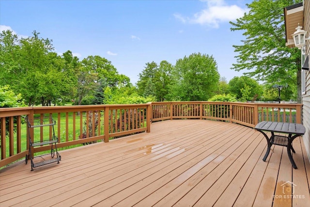 1748 Pinnacle Dr, Aurora, IL 60502 - wooden deck with view of wooded area