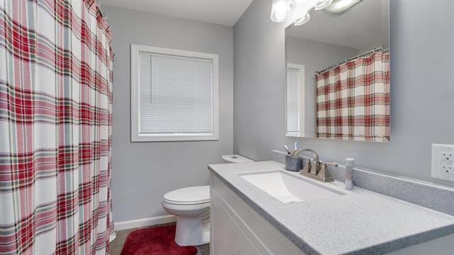 801 Adams St, Oregon, IL 61061 - bathroom with vanity, toilet, and curtained shower
