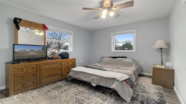 801 Adams St, Oregon, IL 61061 - bedroom featuring multiple windows, baseboards, and light wood-type flooring