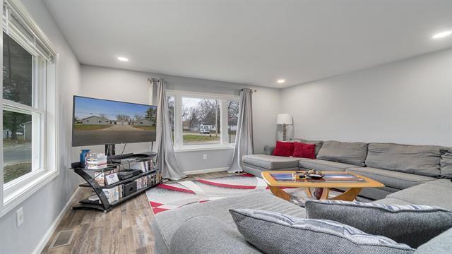 801 Adams St, Oregon, IL 61061 - living room featuring plenty of natural light, baseboards, wood finished floors, and recessed lighting