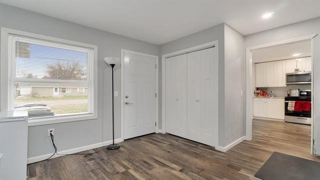 801 Adams St, Oregon, IL 61061 - foyer with baseboards, wood finished floors, and plenty of natural light