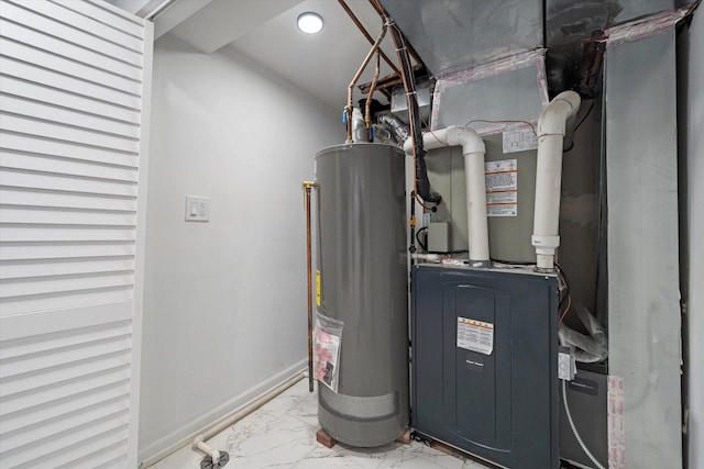 utility room with water heater