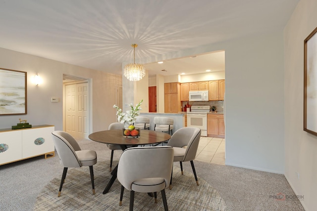 1088 Shermer Rd Unit 307, Northbrook, IL 60062 - dining area featuring light colored carpet, a chandelier, recessed lighting, and baseboards