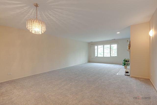 1088 Shermer Rd Unit 307, Northbrook, IL 60062 - carpeted spare room with a chandelier, recessed lighting, and baseboards