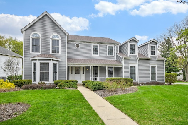 624 Joshua Ct, Naperville, IL 60540 - view of front of property featuring a porch, a shingled roof, and a front lawn