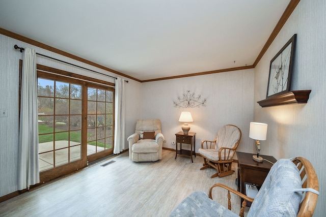 624 Joshua Ct, Naperville, IL 60540 - living area with crown molding, wood finished floors, and baseboards