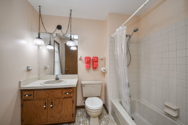 624 Joshua Ct, Naperville, IL 60540 - bathroom with toilet, shower / bath combo, vanity, and tile patterned flooring