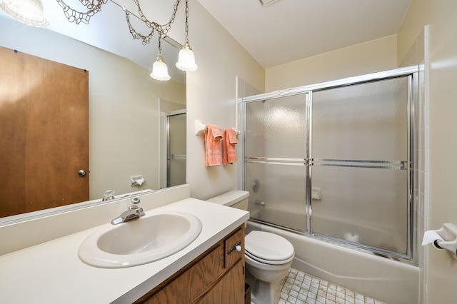 624 Joshua Ct, Naperville, IL 60540 - full bath with toilet, vanity, enclosed tub / shower combo, and tile patterned floors