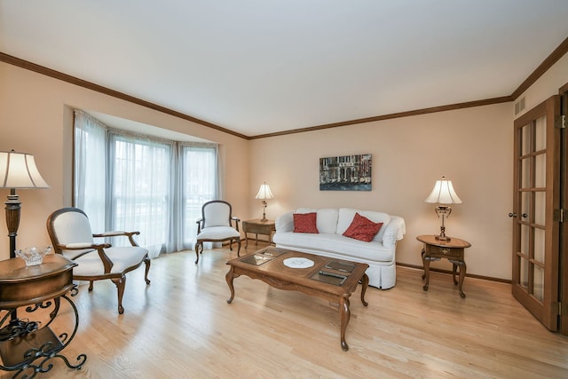 624 Joshua Ct, Naperville, IL 60540 - living room with ornamental molding, light wood finished floors, and baseboards