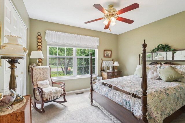 2207 Olde Mill Ln, Mchenry, IL 60050 - bedroom featuring light colored carpet, baseboards, and ceiling fan