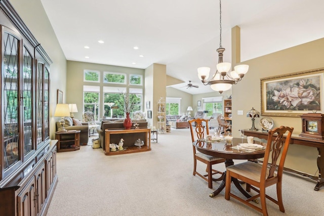 2207 Olde Mill Ln, Mchenry, IL 60050 - dining area featuring light colored carpet, a chandelier, and recessed lighting