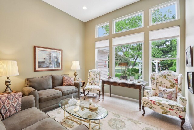 2207 Olde Mill Ln, Mchenry, IL 60050 - carpeted living room with a towering ceiling