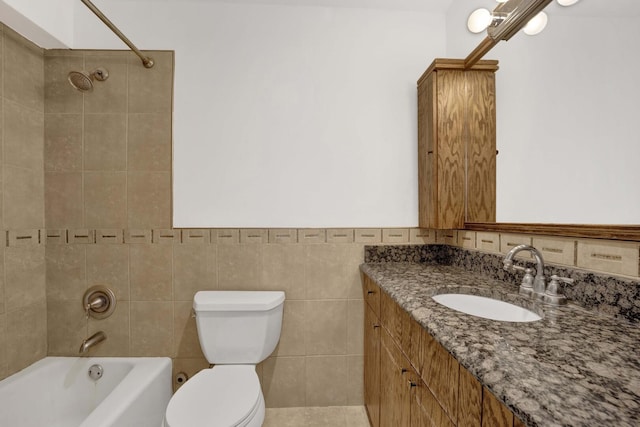 5455 N Sheridan Rd Unit 3611, Chicago, IL 60640 - full bath featuring vanity, toilet, shower / bathtub combination, wainscoting, and tile walls