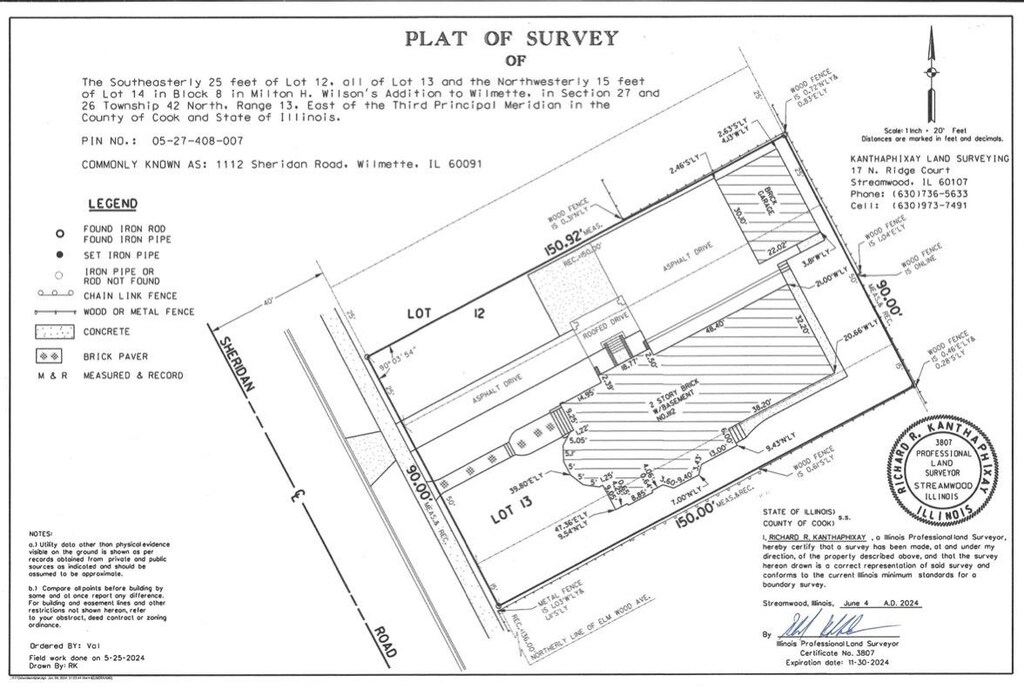 1112 Sheridan Rd, Wilmette, IL 60091 - survey map / technical document