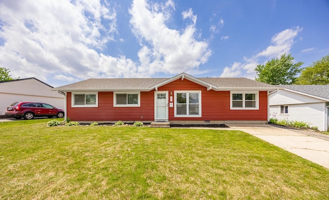 440 Berkshire Ave, Romeoville, IL 60446 - ranch-style house featuring a front yard, a shingled roof, and crawl space
