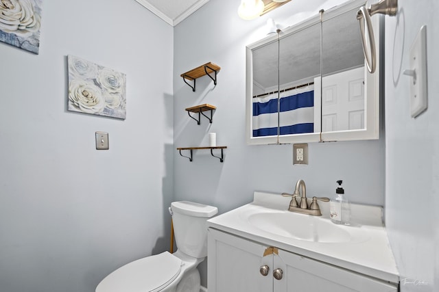 440 Berkshire Ave, Romeoville, IL 60446 - bathroom featuring ornamental molding, toilet, and vanity