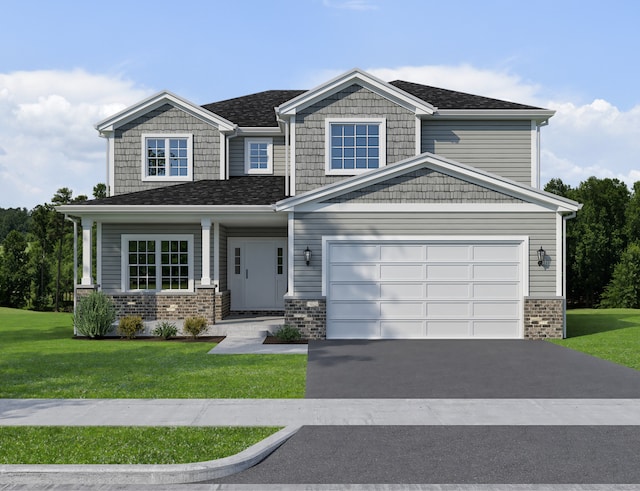 735 Fox Trail Ter, Cary, IL 60013 - view of front of house with asphalt driveway, brick siding, and a front yard